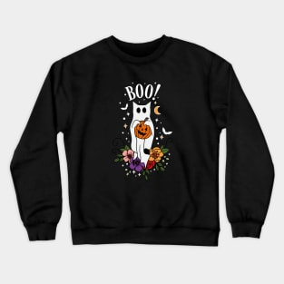 Halloween Cat Ghost Crewneck Sweatshirt